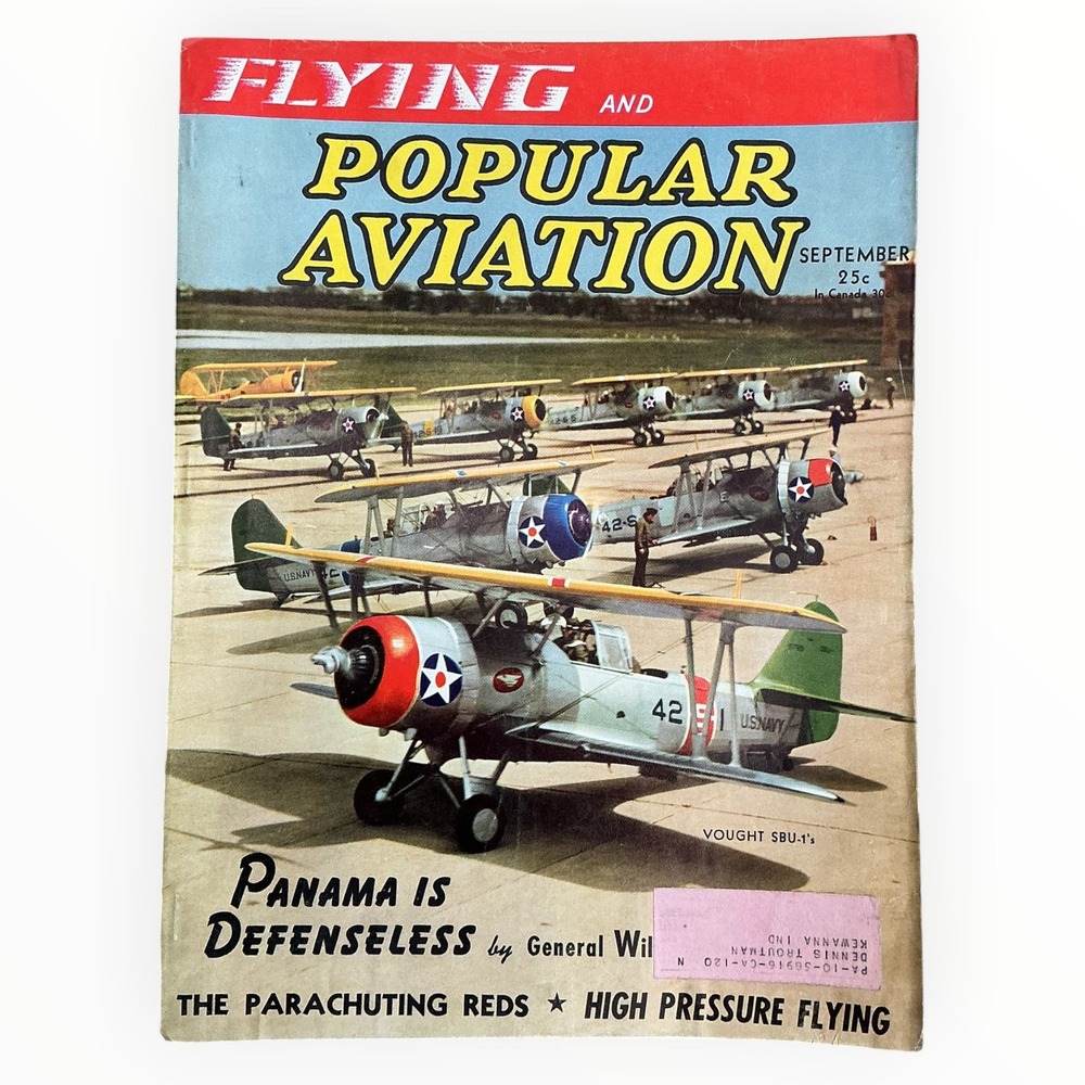 Flying and Popular Aviation Sept 1940 Panama Defense Vought SBU-1 WWII Magazine
